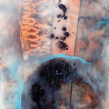 Collages titled "Durchblicke" by Lisa Blome, Original Artwork, Encaustic Mounted on Wood Panel