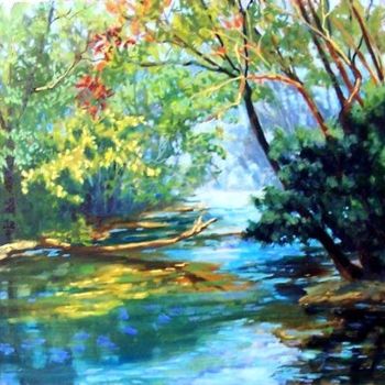 Pittura intitolato "Wekiva River" da Linda Blondheim, Opera d'arte originale, Olio