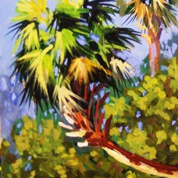 제목이 "Wekiva Palm"인 미술작품 Linda Blondheim로, 원작, 기름