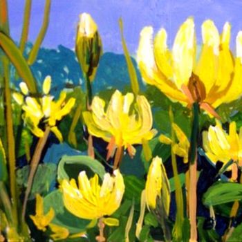 Painting titled "Lotus Flower" by Linda Blondheim, Original Artwork, Oil