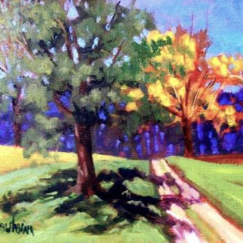 Painting titled "Troy Alabama Trees" by Linda Blondheim, Original Artwork, Oil