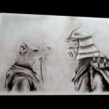 Desenho intitulada "Maître Splinter vs…" por Sam, Obras de arte originais, Grafite