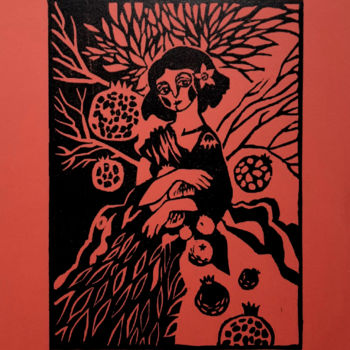 Gravures & estampes intitulée "Dryad" par Veronika Shepilova (Blueberry Artist), Œuvre d'art originale, Linogravures