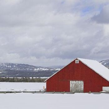 Photography titled "Red Barn in Winter,…" by Mike Shipman, Original Artwork