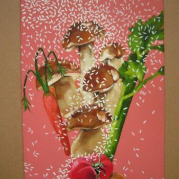 Painting titled "Le riz aux cepes" by Isabelle Rissoans, Original Artwork
