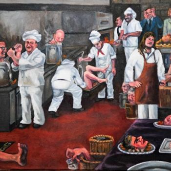 Painting titled "An Angry Cook's Fan…" by Douglas Manry, Original Artwork, Oil