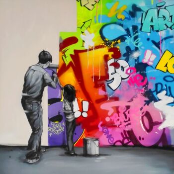 Картина под названием "Try again" - Blure, Подлинное произведение искусства, Акрил Установлен на Деревянная рама для носилок