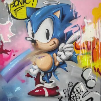 제목이 "Sonic boom"인 미술작품 Blure로, 원작, 아크릴 나무 들것 프레임에 장착됨