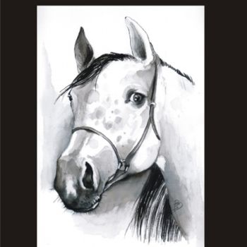 Dessin intitulée "HORSE PORTRAIT" par Beata Sikorska-Łabęcka, Œuvre d'art originale, Autre
