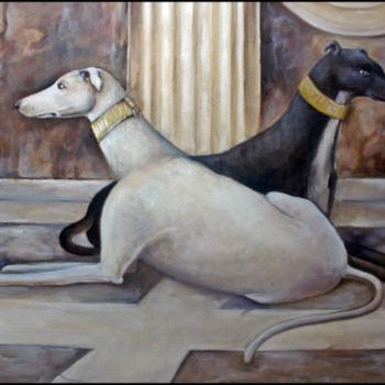 Painting titled "GREYHOUNDS" by Beata Sikorska-Łabęcka, Original Artwork