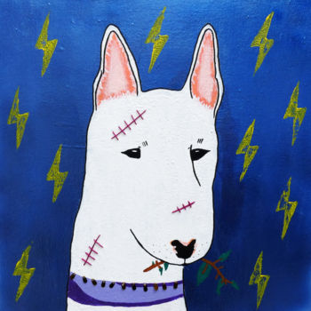 Картина под названием "NO dog fighting" - Beatriz Gomes, Подлинное произведение искусства, Акрил