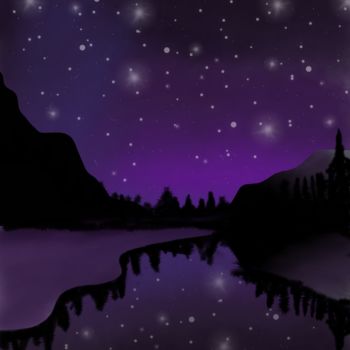 Digital Arts titled "Purple night" by Bona, Original Artwork, Digital Painting