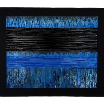 Malerei mit dem Titel "Blue Manifest" von Bnsy, Original-Kunstwerk, Acryl Auf Keilrahmen aus Holz montiert