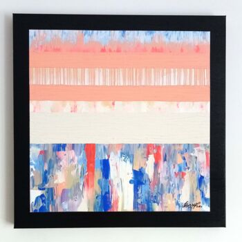 Painting titled "Coral Waves" by Bnsy, Original Artwork, Acrylic Mounted on Wood Stretcher frame