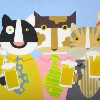 Peinture intitulée "inet_cat_beer.jpg" par Boa, Œuvre d'art originale