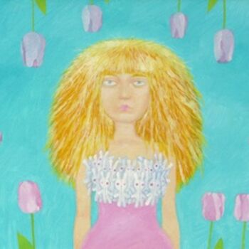 Peinture intitulée "Girl in the flowers" par Boa, Œuvre d'art originale