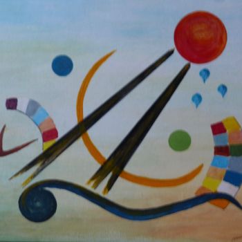 Peinture intitulée "Composition au sole…" par Jean Barace, Œuvre d'art originale
