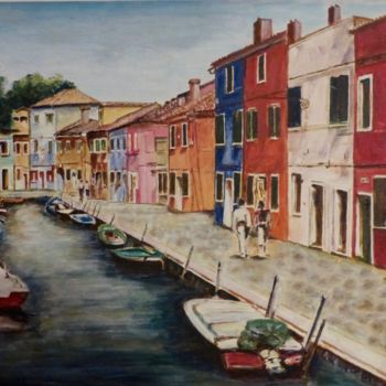 Schilderij getiteld "Burano" door Jean Barace, Origineel Kunstwerk