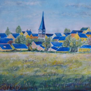 Painting titled "Le village bleu" by Jean Barace, Original Artwork