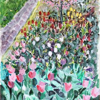 Painting titled "L'allée des tulipes" by Jean Barace, Original Artwork