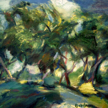 Pintura intitulada "rr2 TREES AND WIND" por Bob Dornberg, Obras de arte originais