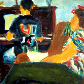 Painting titled "sb6 PIANO LISTENING" by Bob Dornberg, Original Artwork