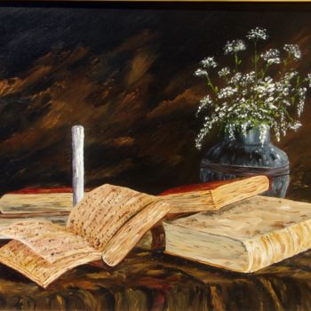 Pintura intitulada "L' Art Littéraire." por Roberto Urbano, Obras de arte originais, Óleo Montado em Armação em madeira