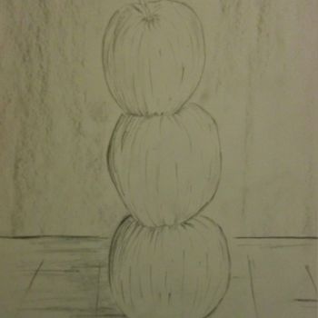 Desenho intitulada "Las 3 Manzanas" por Roberto Urbano, Obras de arte originais, Lápis