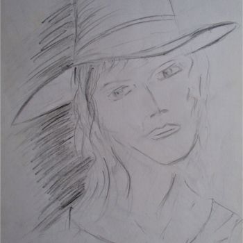 Σχέδιο με τίτλο "La Femme au chapeau" από Roberto Urbano, Αυθεντικά έργα τέχνης, Μολύβι