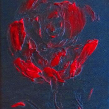 Painting titled "Rose Rouge de Pasca…" by Roberto Urbano, Original Artwork, Oil Mounted on Wood Stretcher frame
