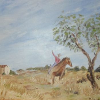 Painting titled "Le Camarguais" by Roberto Urbano, Original Artwork, Oil