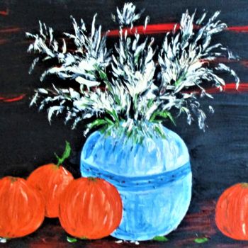 Картина под названием "Les oranges et le v…" - Roberto Urbano, Подлинное произведение искусства, Масло