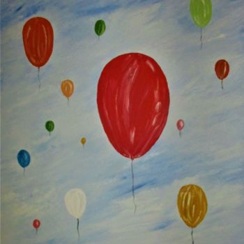 Painting titled "Envol de Ballons" by Roberto Urbano, Original Artwork, Oil