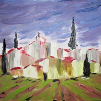 Pittura intitolato "Village provençal" da Roberto Urbano, Opera d'arte originale, Olio