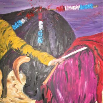 Peinture intitulée "Tauromachie" par Roberto Urbano, Œuvre d'art originale, Huile