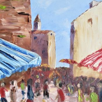 Painting titled "Marché de Carpentras" by Roberto Urbano, Original Artwork, Oil