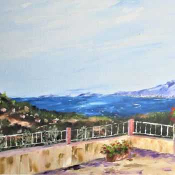 Peinture intitulée "Vue Golfe d' Ajaccio" par Roberto Urbano, Œuvre d'art originale, Huile