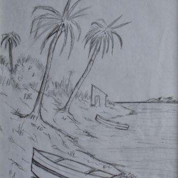 Drawing titled "Paysage de Guadelou…" by Roberto Urbano, Original Artwork, Pencil