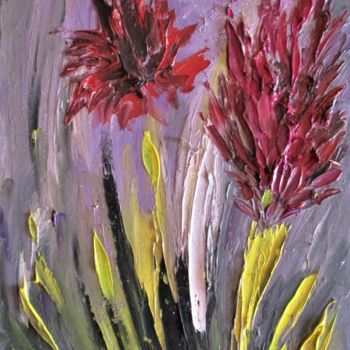 Painting titled "Fleurs abstraites" by Roberto Urbano, Original Artwork, Oil