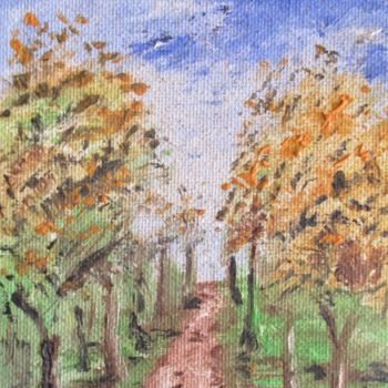 Peinture intitulée "Chemin d' automne" par Roberto Urbano, Œuvre d'art originale, Huile