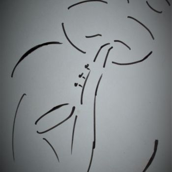 Disegno intitolato "Saxophoniste" da Roberto Urbano, Opera d'arte originale, Pennarello