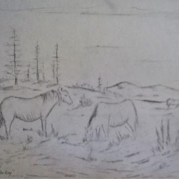 Dessin intitulée "Chevaux de Guy Ardè…" par Roberto Urbano, Œuvre d'art originale, Crayon