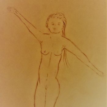 Drawing titled "Pose à 18 heures" by Roberto Urbano, Original Artwork, Pencil