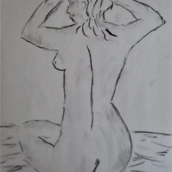 Dessin intitulée "Blonde au matin." par Roberto Urbano, Œuvre d'art originale, Fusain