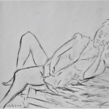 Dibujo titulada "Pascaline au 06....." por Roberto Urbano, Obra de arte original, Carbón