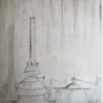Drawing titled "Un bon café" by Roberto Urbano, Original Artwork, Pencil