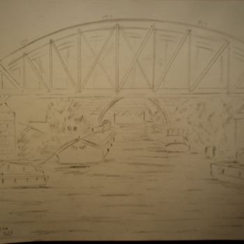 Drawing titled "Canal de Beaucaire" by Roberto Urbano, Original Artwork, Pencil