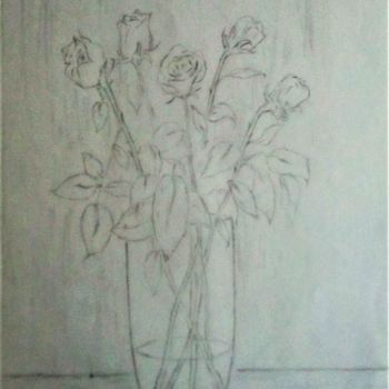 Dessin intitulée "Bouquet de Roses" par Roberto Urbano, Œuvre d'art originale, Crayon