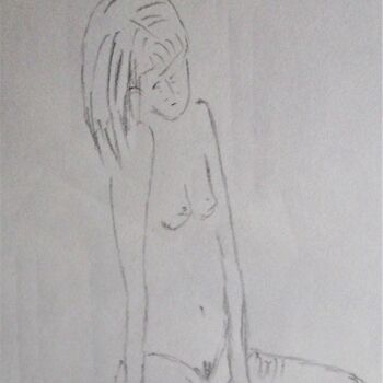 Drawing titled "Pose à 19 h" by Roberto Urbano, Original Artwork, Pencil