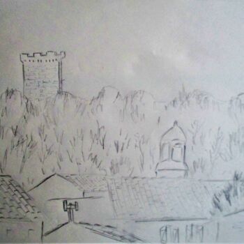 Drawing titled "Les toits de Beauca…" by Roberto Urbano, Original Artwork, Pencil